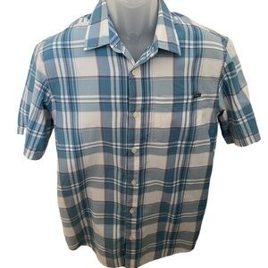 O’NEILL Blue, Red & White Plaid Short Sleeve Shirt Men S Small